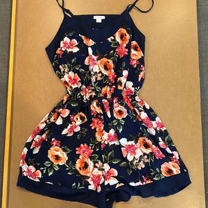 Xhilaration Blue Floral Print Romper
